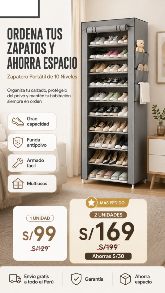 Zapatero 10 Niveles Pro Antipolvos