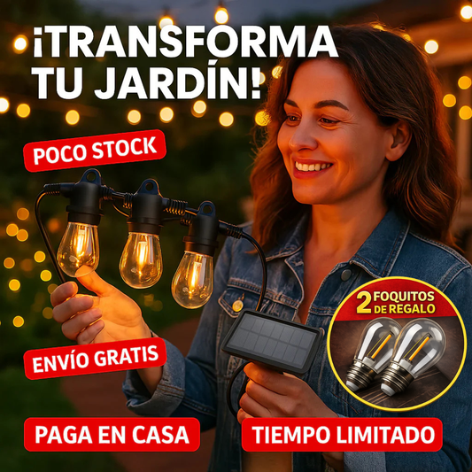 Guirnalda Solar Y Eléctrico Led 20 Focos (10m - 20 Focos) + Regalo 🎁